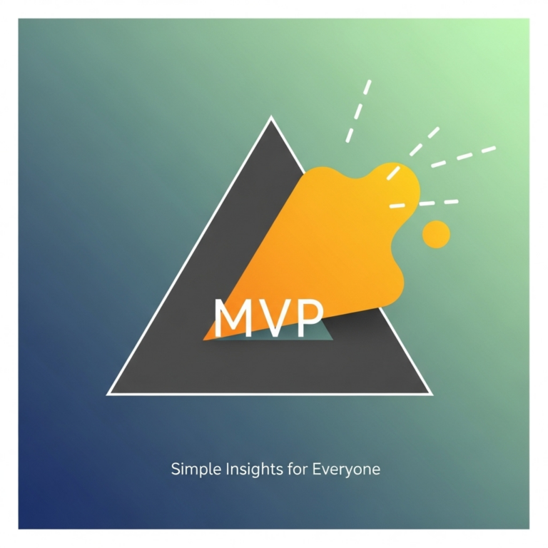 A square abstract image with minimalist shapes and soft colors symbolizing clarity and simplicity, representing the meaning of MVP: simple insights for everyone.