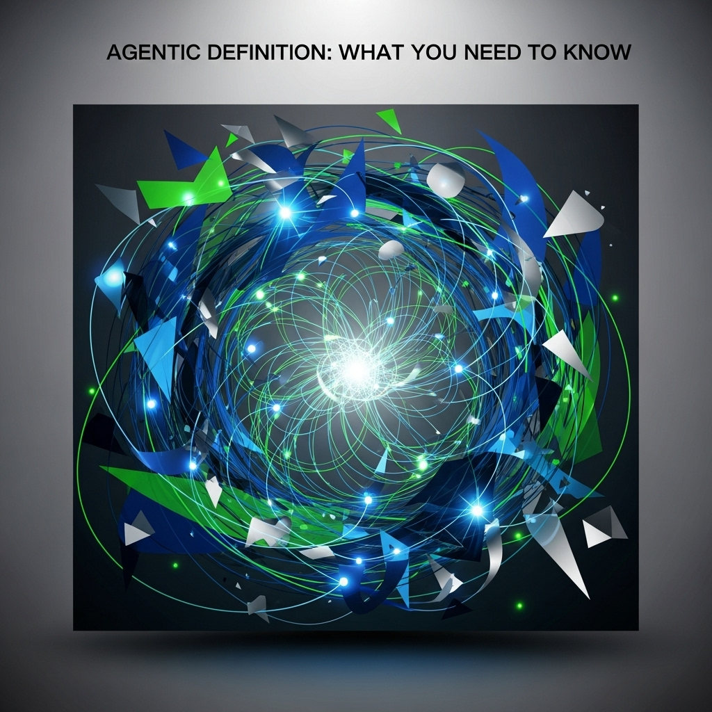 Abstract square image featuring interconnected geometric shapes and dynamic lines in vibrant colors, symbolizing the concept of agency and decision-making, representing the blog post theme